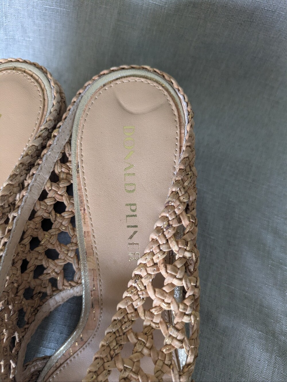Donald Pliner Braided Cork Wedge Sandals in Natural Tan - Picture 3 of 7